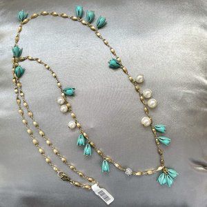 Talbots Necklace 20" Turquoise Pearl Necklace NEW w/Tags